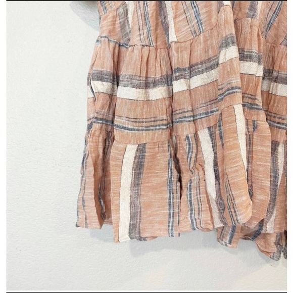 Lulus Striped Double V-Neck Tiered Mini Dress - Dusty Orange - Size XS* WD25 - Picture 8 of 12